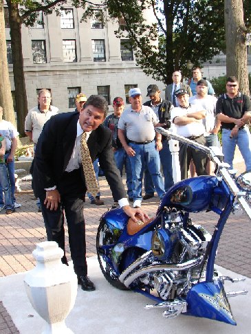 Governor Joe Manchin III unvieling the WV Theme Chopper 