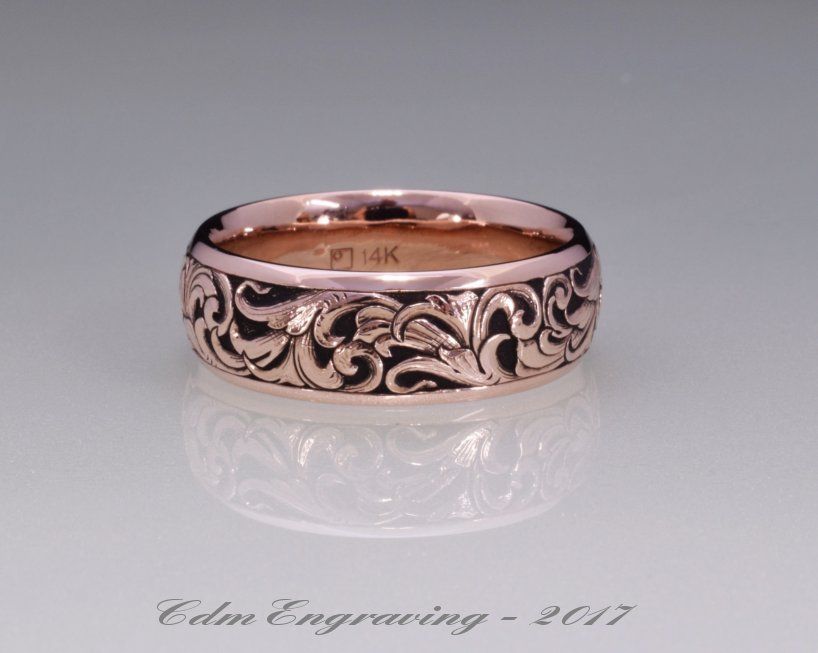 hand engraved 14k red gold